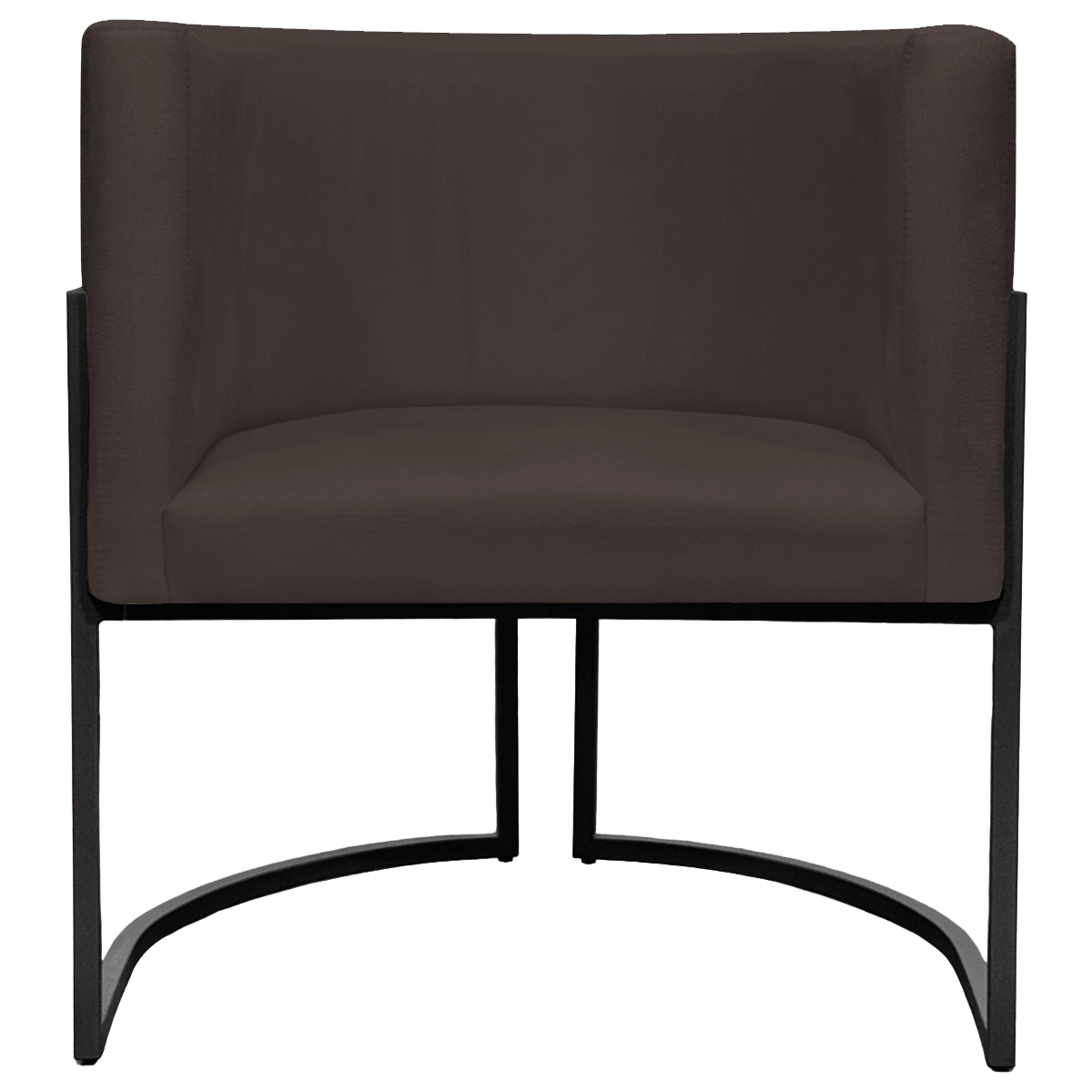 Kit 2 Poltronas Luna Suede MARROM Base de Ferro PRETA