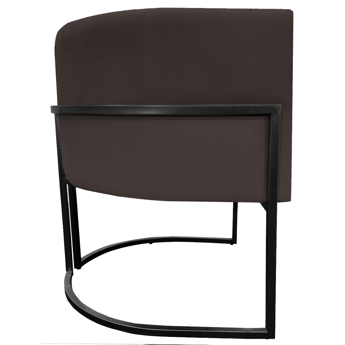 Kit 2 Poltronas Luna Suede MARROM Base de Ferro PRETA
