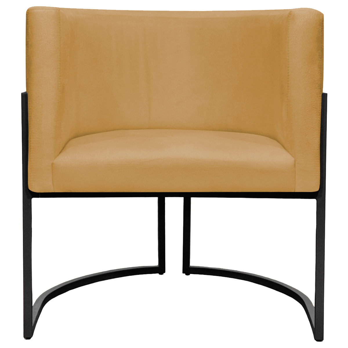 Kit 2 Poltronas Luna Suede MOSTARDA Base de Ferro PRETA