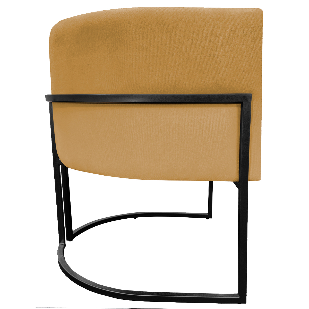 Kit 2 Poltronas Luna Suede MOSTARDA Base de Ferro PRETA