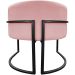 Kit 2 Poltronas Luna Suede ROSÊ Base de Ferro PRETA