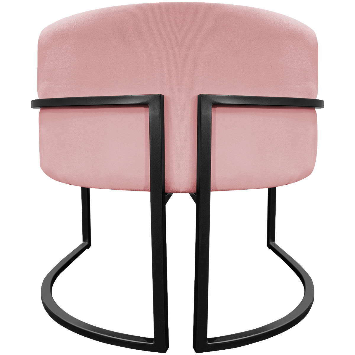 Kit 2 Poltronas Luna Suede ROSÊ Base de Ferro PRETA