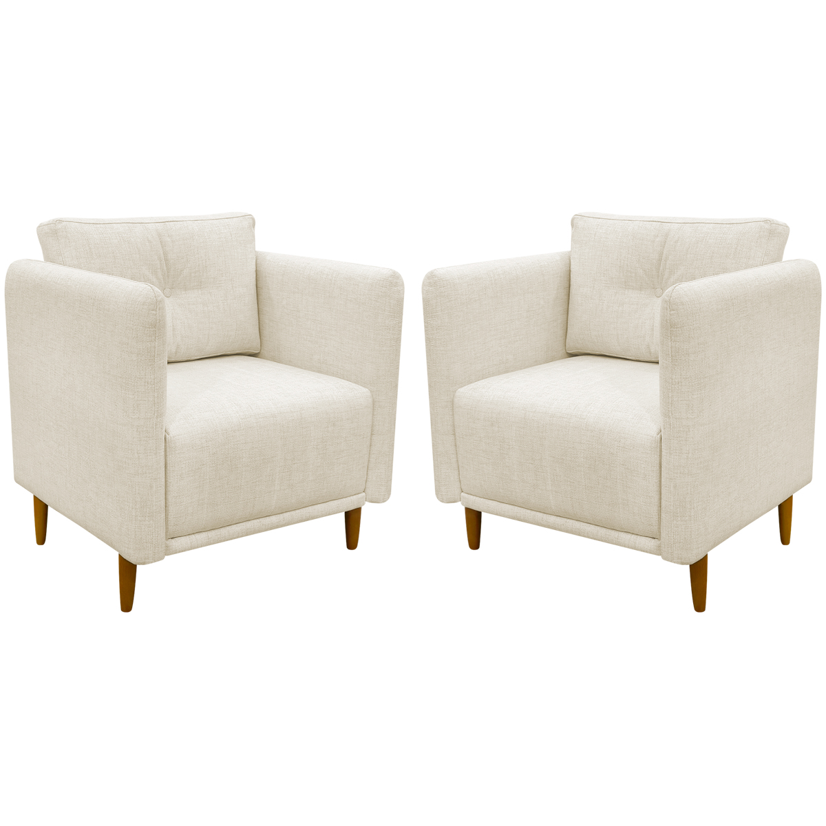 Kit 2 Poltronas Para Sala Aviv Decorativa Recepção Escritório Confortável Reforçada Linho Premium Bege