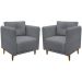Kit 2 Poltronas Para Sala Aviv Decorativa Recepção Escritório Confortável Reforçada Linho Premium Cinza