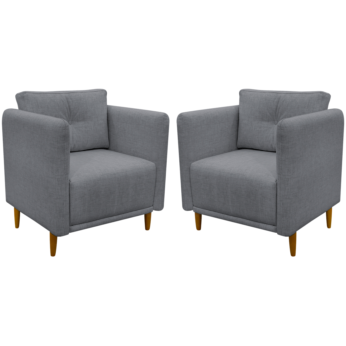 Kit 2 Poltronas Para Sala Aviv Decorativa Recepção Escritório Confortável Reforçada Linho Premium Cinza
