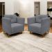 Kit 2 Poltronas Para Sala Aviv Decorativa Recepção Escritório Confortável Reforçada Linho Premium Cinza