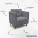 Kit 2 Poltronas Para Sala Aviv Decorativa Recepção Escritório Confortável Reforçada Linho Premium Cinza