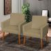 Kit 2 Poltronas Para Sala Decorativas Reforçadas Beatriz Suede Nude Pé Castanho - Clique E Decore