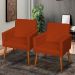 Kit 2 Poltronas Para Sala Decorativas Reforçadas Beatriz Suede Terracota Pé Castanho - Clique E Decore