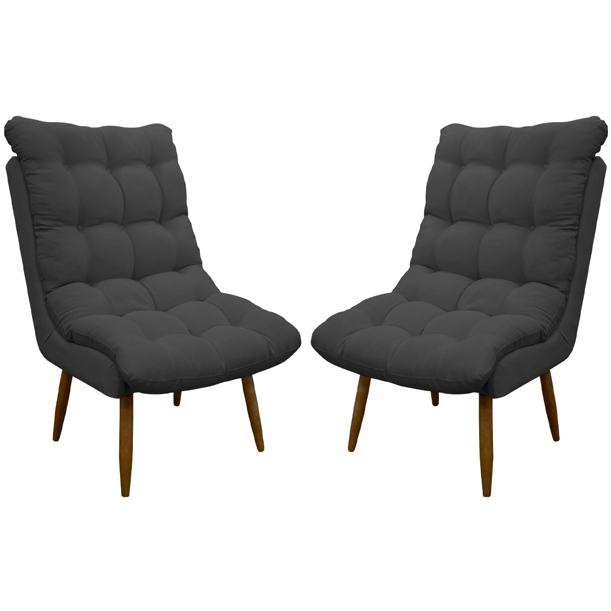Kit 2 Poltronas Para Sala Recepção Decorativa Consultório Salão Escritório Sufler Linho Cinza