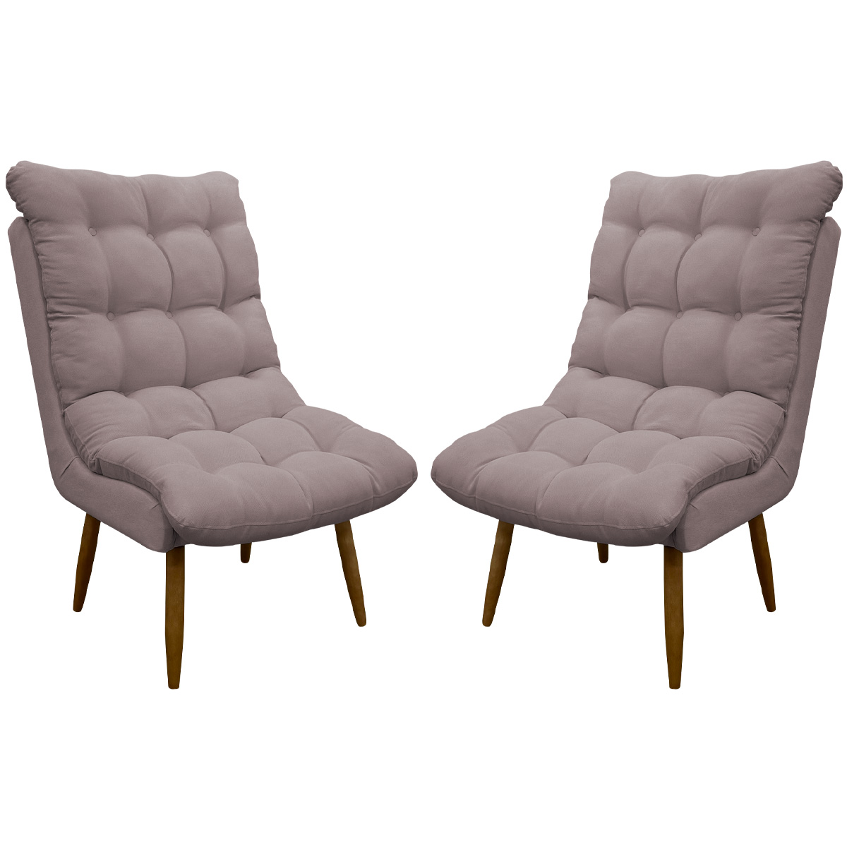 Kit 2 Poltronas Para Sala Recepção Decorativa Consultório Salão Escritório Sufler Linho Rosa