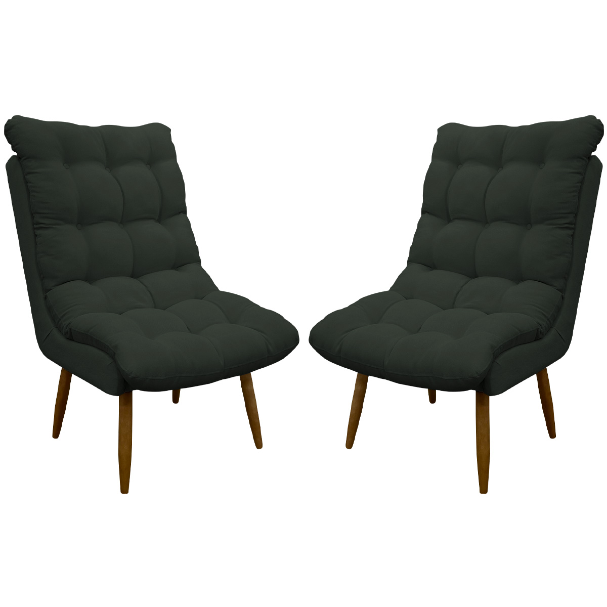 Kit 2 Poltronas Para Sala Recepção Decorativa Consultório Salão Escritório Sufler Linho Verde