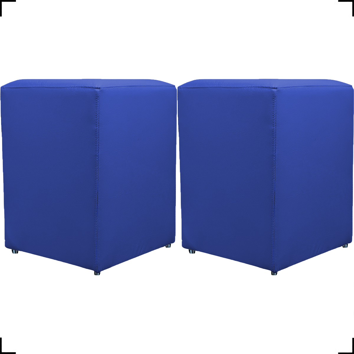 Kit 2 Puff Decorativo Dado Para Sala, Quarto, Escritório, Manicure Corino Azul Royal - Clique E Decore