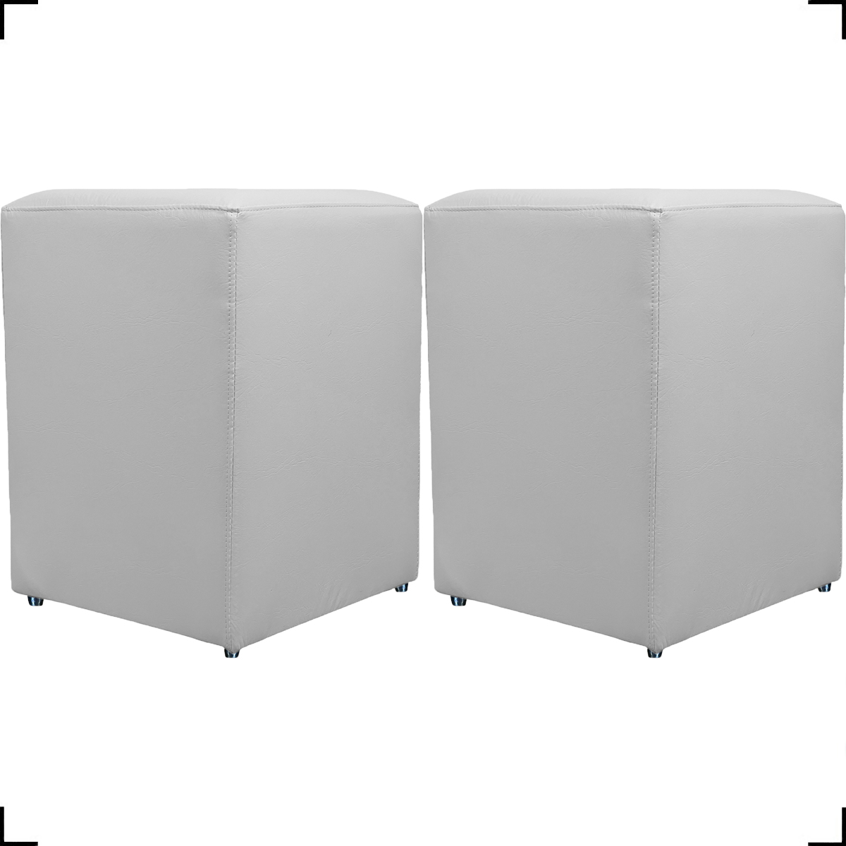 Kit 2 Puff Decorativo Dado Para Sala, Quarto, Escritório, Manicure Corino Branco - Clique E Decore