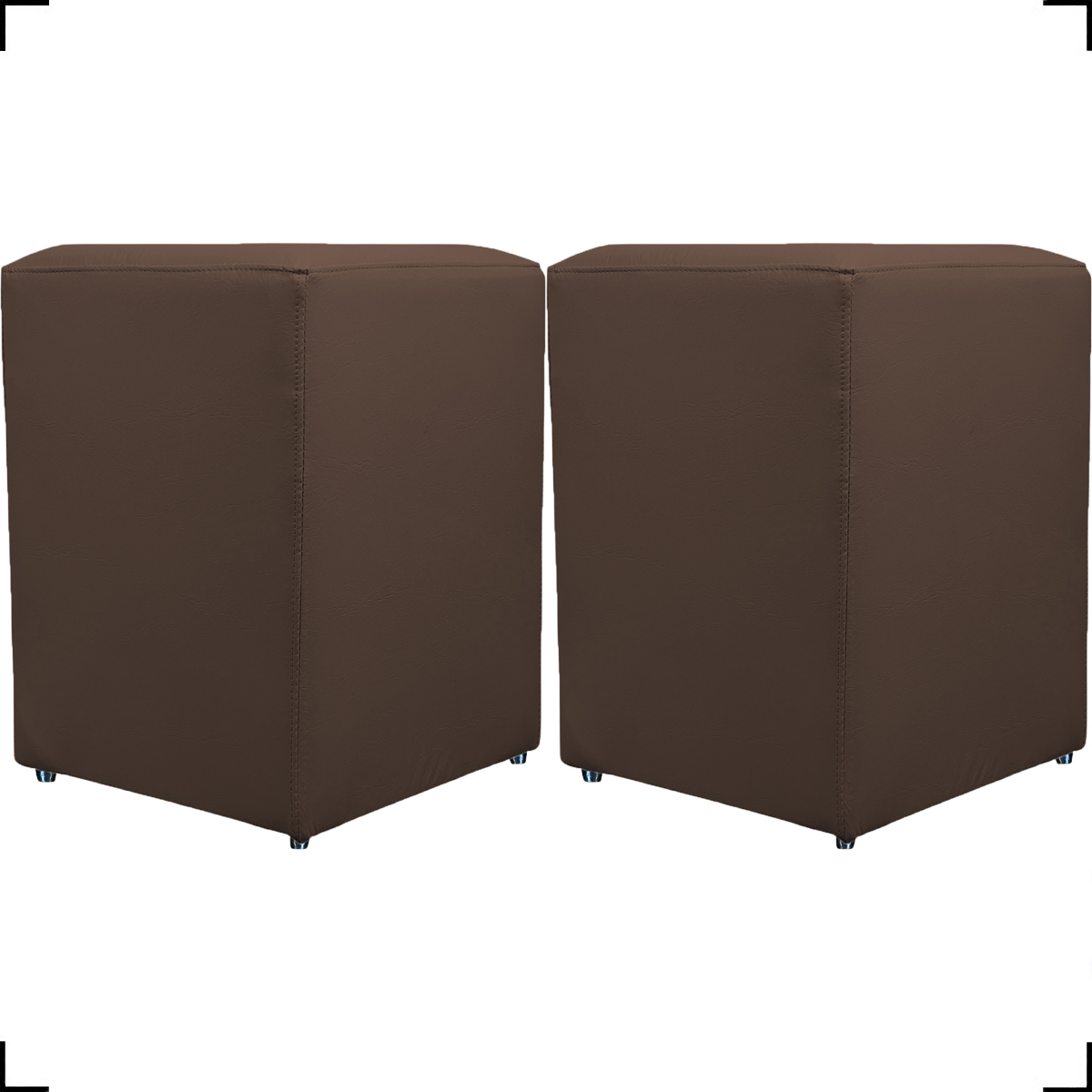 Kit 2 Puff Decorativo Dado Para Sala, Quarto, Escritório, Manicure Corino Marrom - Clique E Decore