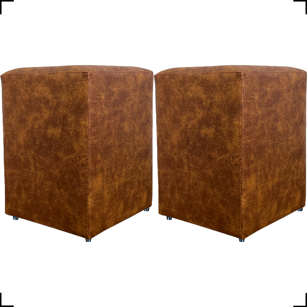 Kit 2 Puff Decorativo Dado Para Sala, Quarto, Escritório, Manicure Corino Peroba - Clique E Decore