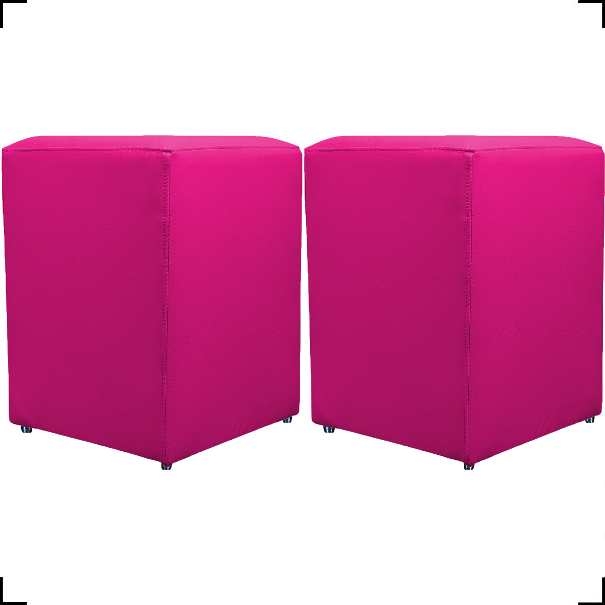 Kit 2 Puff Decorativo Dado Para Sala, Quarto, Escritório, Manicure Corino Pink - Clique E Decore