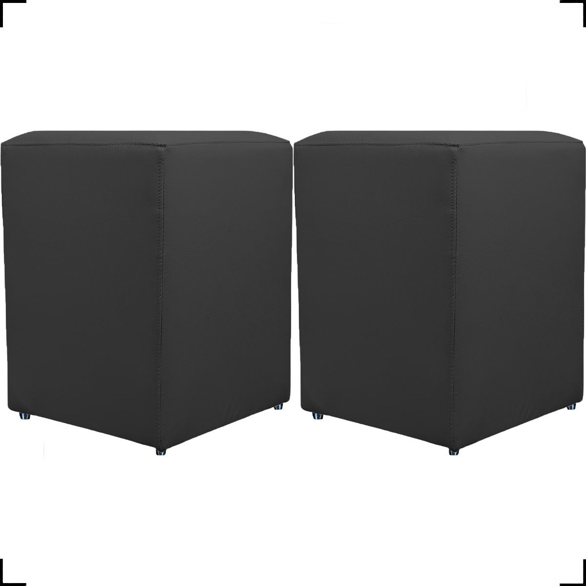 Kit 2 Puff Decorativo Dado Para Sala, Quarto, Escritório, Manicure Corino Preto - Clique E Decore