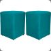 Kit 2 Puff Decorativo Para Sala Recepção Quarto Penteadeira Dado Suede Azul Turquesa