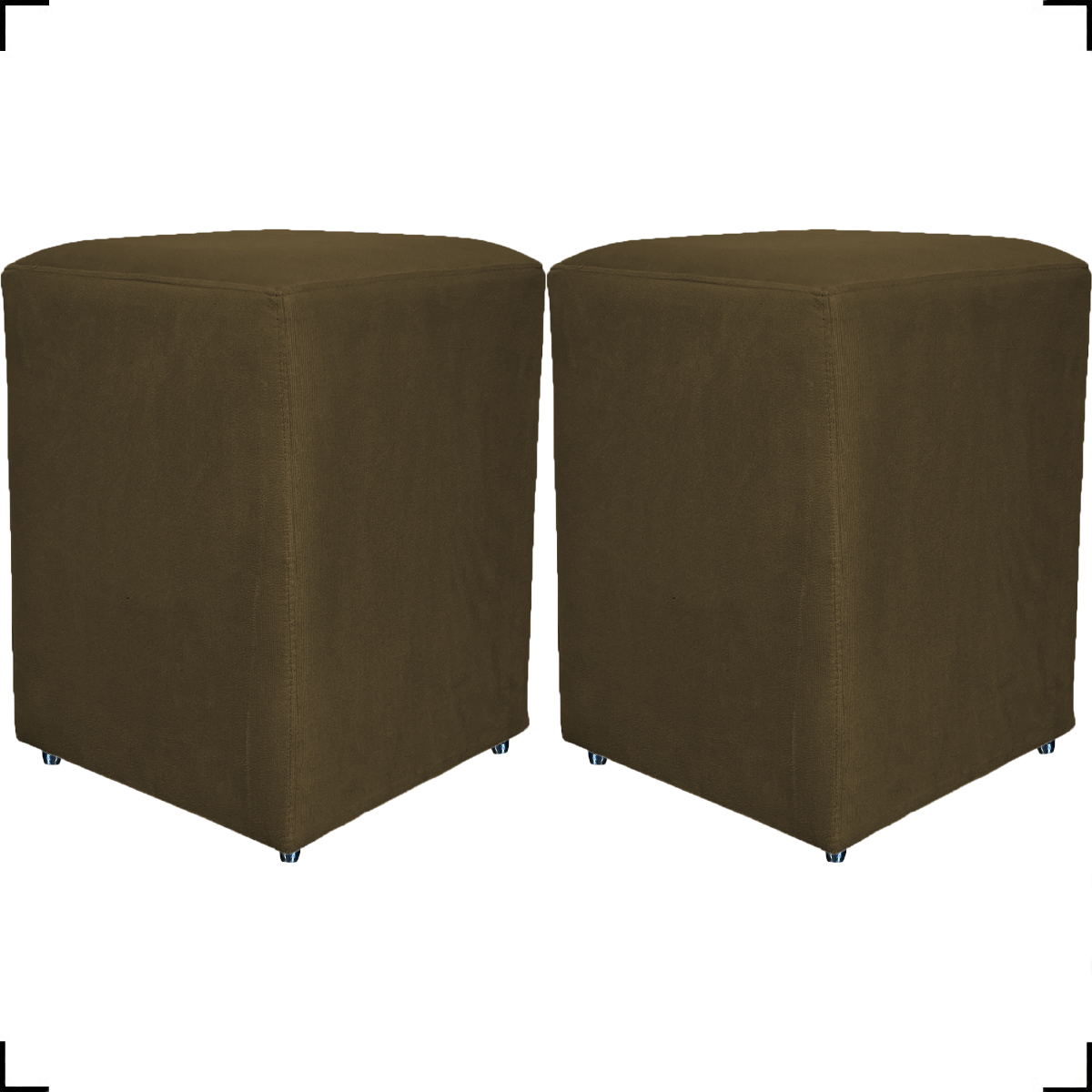 Kit 2 Puff Decorativo Para Sala Recepção Quarto Penteadeira Dado Suede Marrom