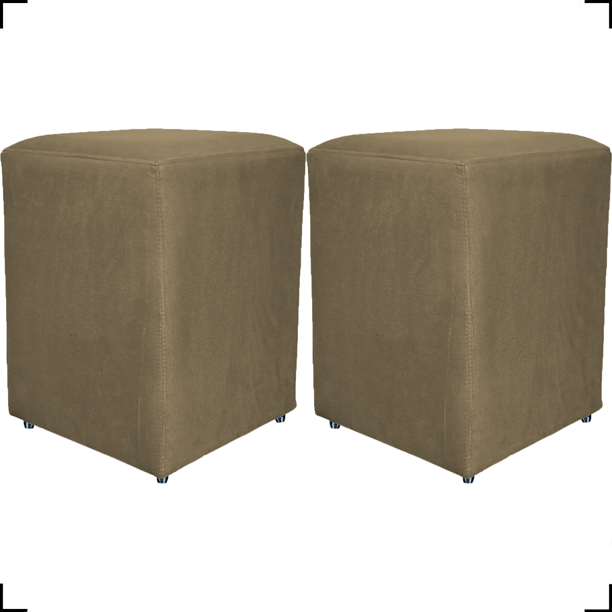 Kit 2 Puff Decorativo Para Sala Recepção Quarto Penteadeira Dado Suede Nude
