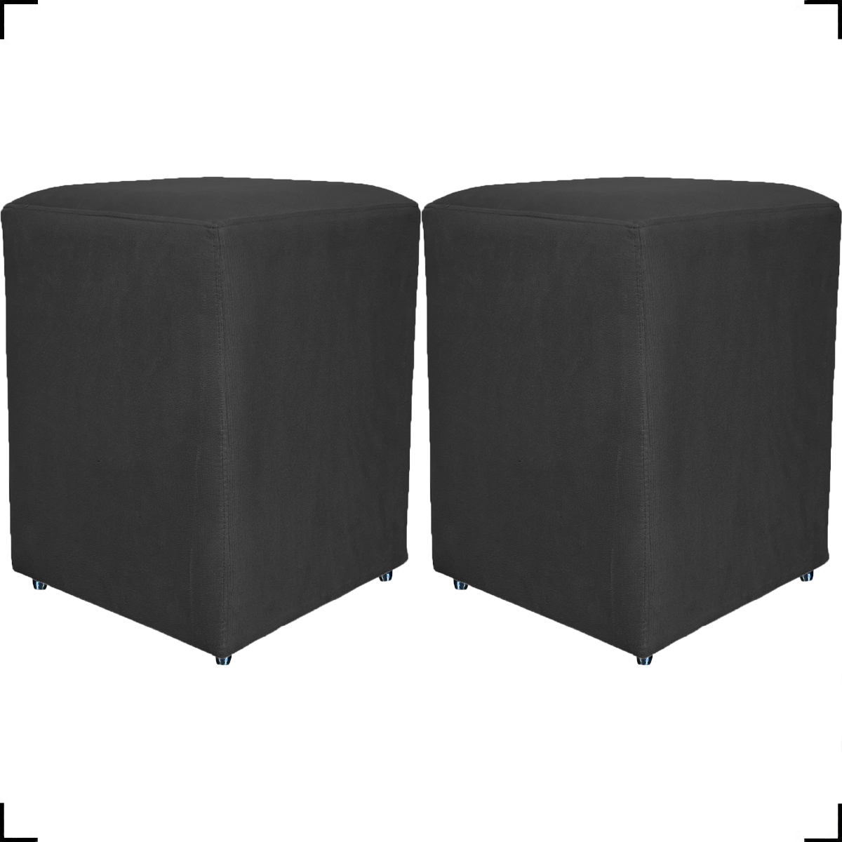 Kit 2 Puff Decorativo Para Sala Recepção Quarto Penteadeira Dado Suede Preto