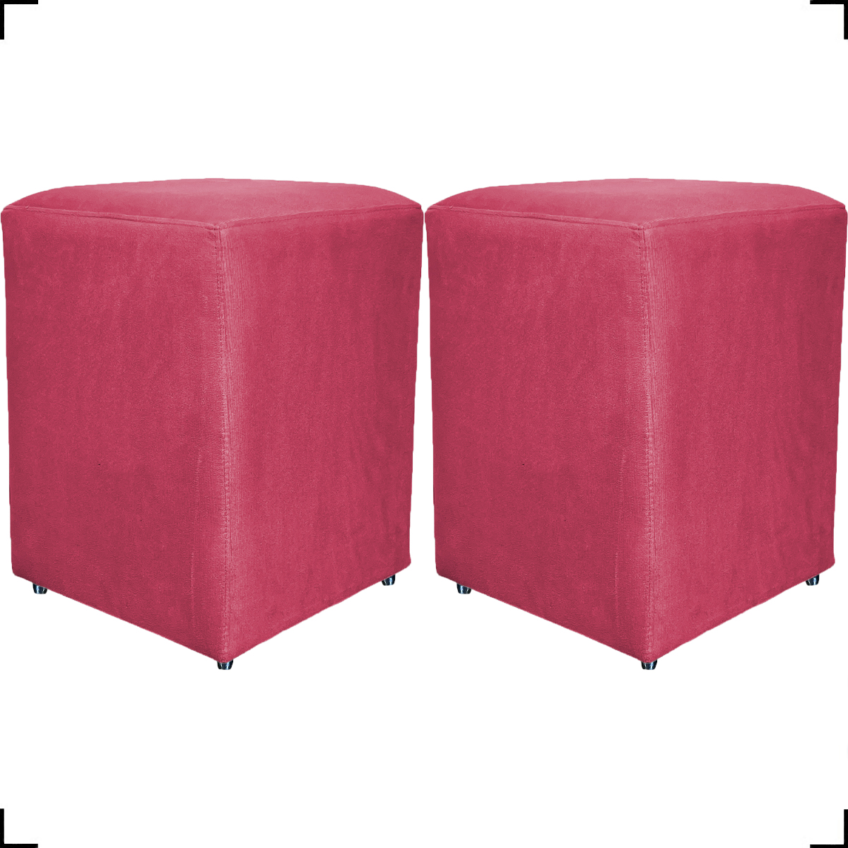 Kit 2 Puff Decorativo Para Sala Recepção Quarto Penteadeira Dado Suede Rosê