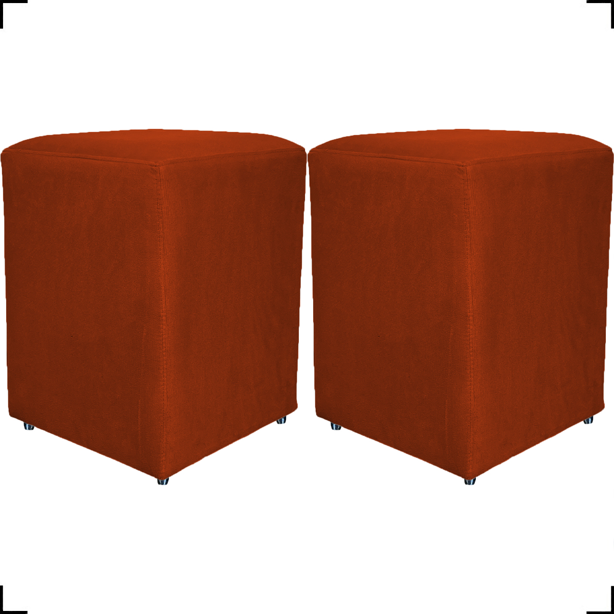 Kit 2 Puff Decorativo Para Sala Recepção Quarto Penteadeira Dado Suede Terracota