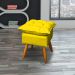Kit 2 Puff Decorativo Para Sala, Penteadeira, Manicure Alice Suede Amarelo Pé Castanho - Clique E Decore