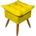 Kit 2 Puff Decorativo Para Sala, Penteadeira, Manicure Alice Suede Amarelo Pé Castanho - Clique E Decore