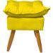 Kit 2 Puff Decorativo Para Sala, Penteadeira, Manicure Alice Suede Amarelo Pé Castanho - Clique E Decore