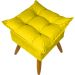 Kit 2 Puff Decorativo Para Sala, Penteadeira, Manicure Alice Suede Amarelo Pé Castanho - Clique E Decore