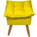 Kit 2 Puff Decorativo Para Sala, Penteadeira, Manicure Alice Suede Amarelo Pé Castanho - Clique E Decore