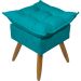 Kit 2 Puff Decorativo Para Sala, Penteadeira, Manicure Alice Suede Azul Turquesa Pé Castanho - Clique E Decore