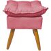 Kit 2 Puff Decorativo Para Sala, Penteadeira, Manicure Alice Suede Rosé Pé Castanho - Clique E Decore