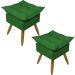 Kit 2 Puff Decorativo Para Sala, Penteadeira, Manicure Alice Suede Verde Pé Castanho - Clique E Decore