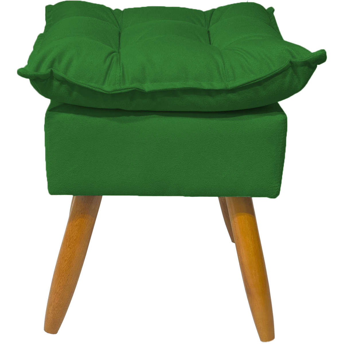 Kit 2 Puff Decorativo Para Sala, Penteadeira, Manicure Alice Suede Verde Pé Castanho - Clique E Decore