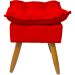 Kit 2 Puff Decorativo Para Sala, Penteadeira, Manicure Alice Suede Vermelho Pé Castanho - Clique E Decore
