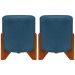Kit 2 Puff Decorativo Redondo Confortável Para Sala Penteadeira Eloah Suede Azul Marinho