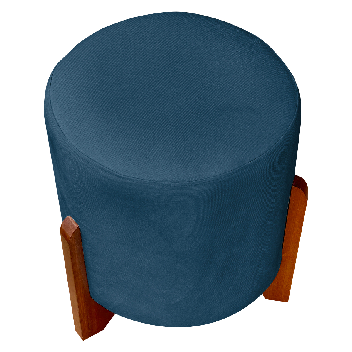 Kit 2 Puff Decorativo Redondo Confortável Para Sala Penteadeira Eloah Suede Azul Marinho