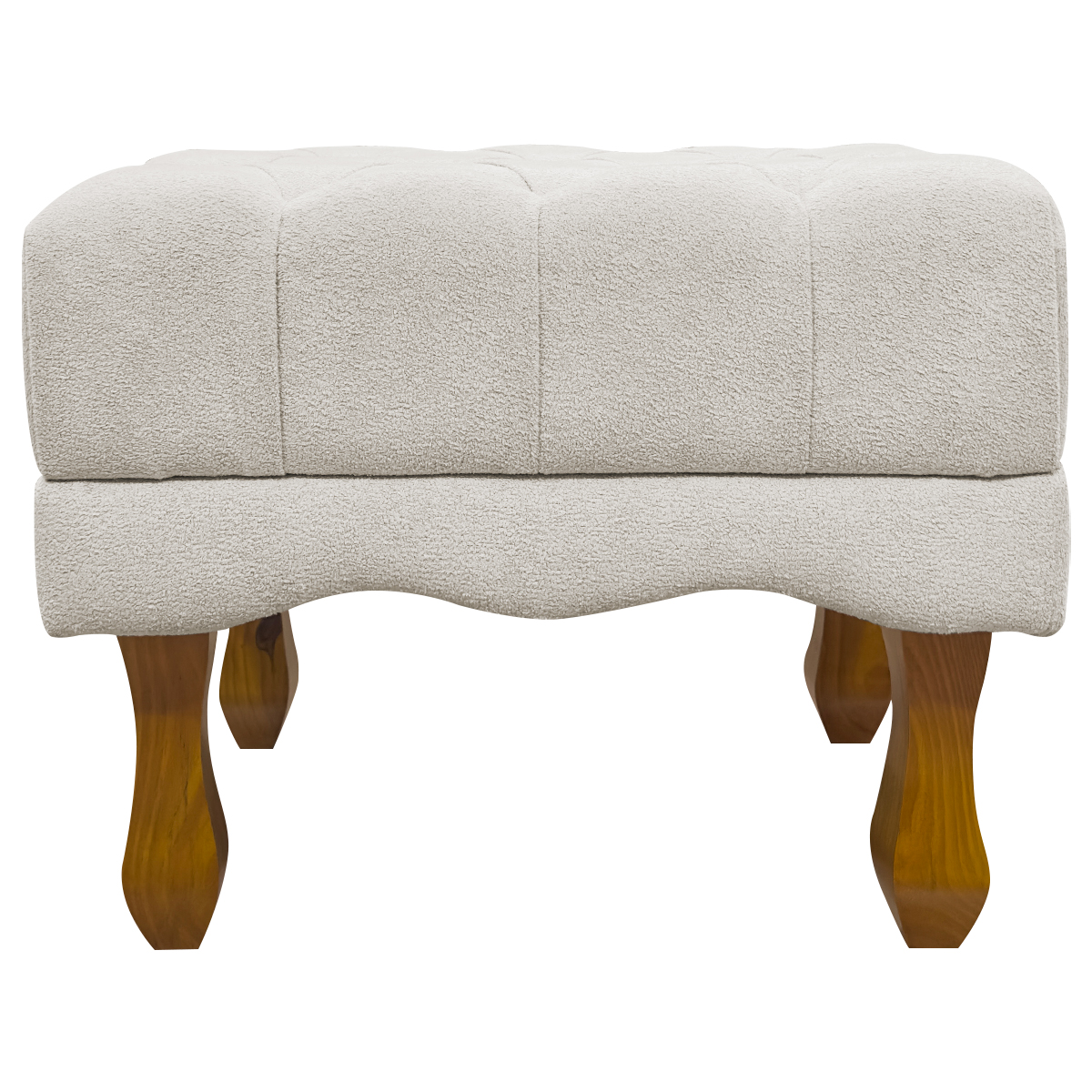 Kit 2 Puff Decorativo Retangular Para Sala Quarto Penteadeira Duque Luxo Bouclé Capitonê Bege