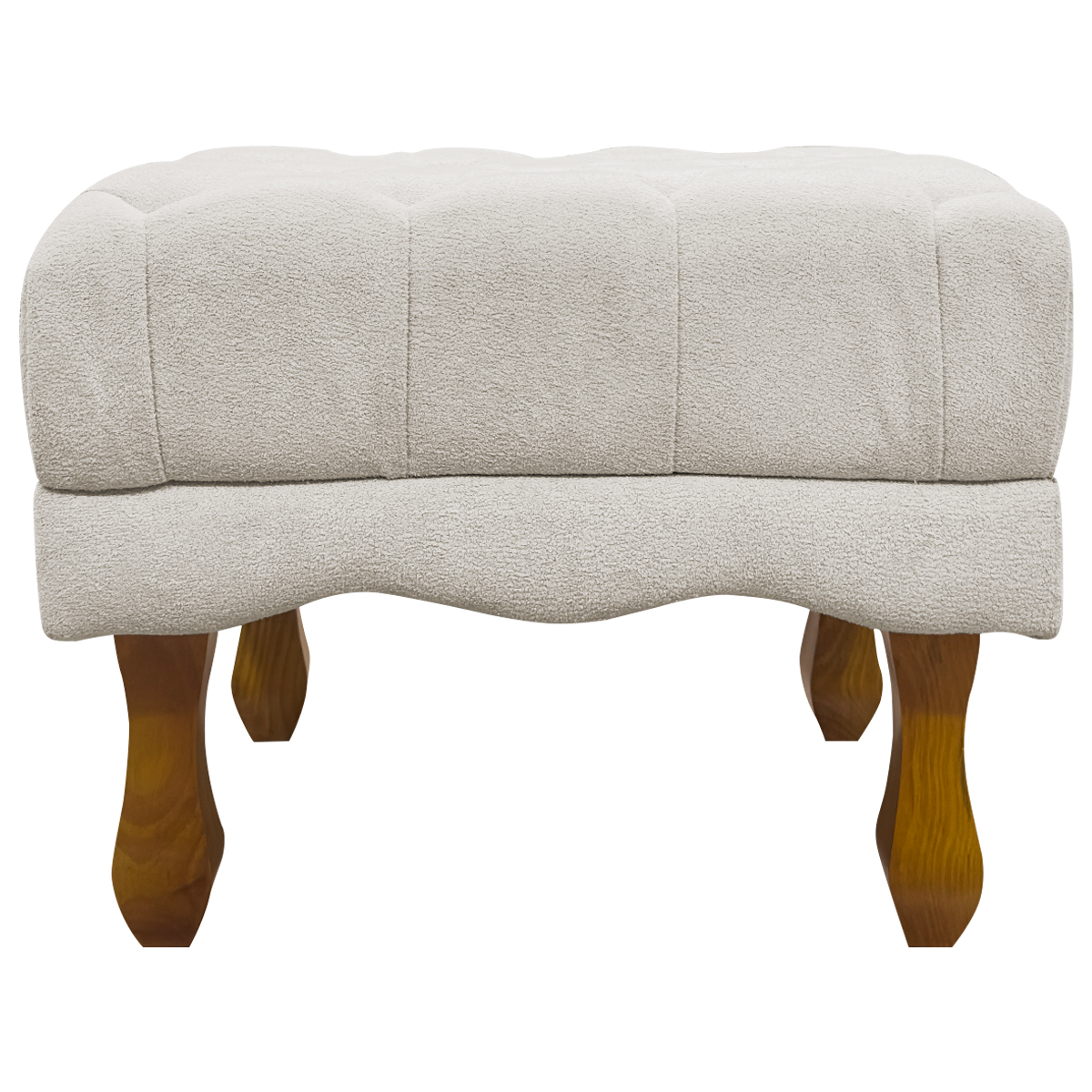 Kit 2 Puff Decorativo Retangular Para Sala Quarto Penteadeira Duque Luxo Bouclé Capitonê Bege