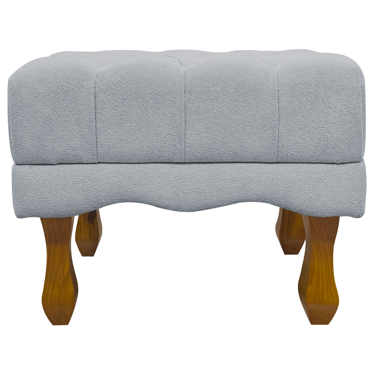 Kit 2 Puff Decorativo Retangular Para Sala Quarto Penteadeira Duque Luxo Bouclé Capitonê Cinza