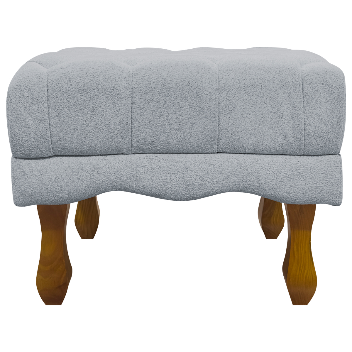 Kit 2 Puff Decorativo Retangular Para Sala Quarto Penteadeira Duque Luxo Bouclé Capitonê Cinza