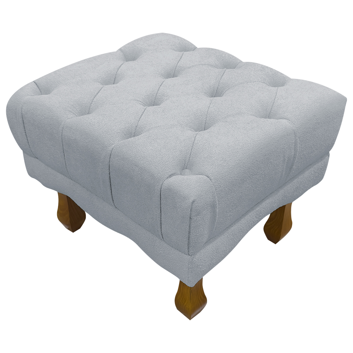 Kit 2 Puff Decorativo Retangular Para Sala Quarto Penteadeira Duque Luxo Bouclé Capitonê Cinza