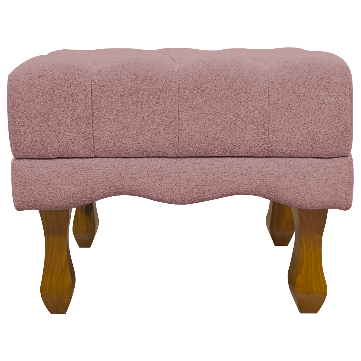 Kit 2 Puff Decorativo Retangular Para Sala Quarto Penteadeira Duque Luxo Bouclé Capitonê Rosê
