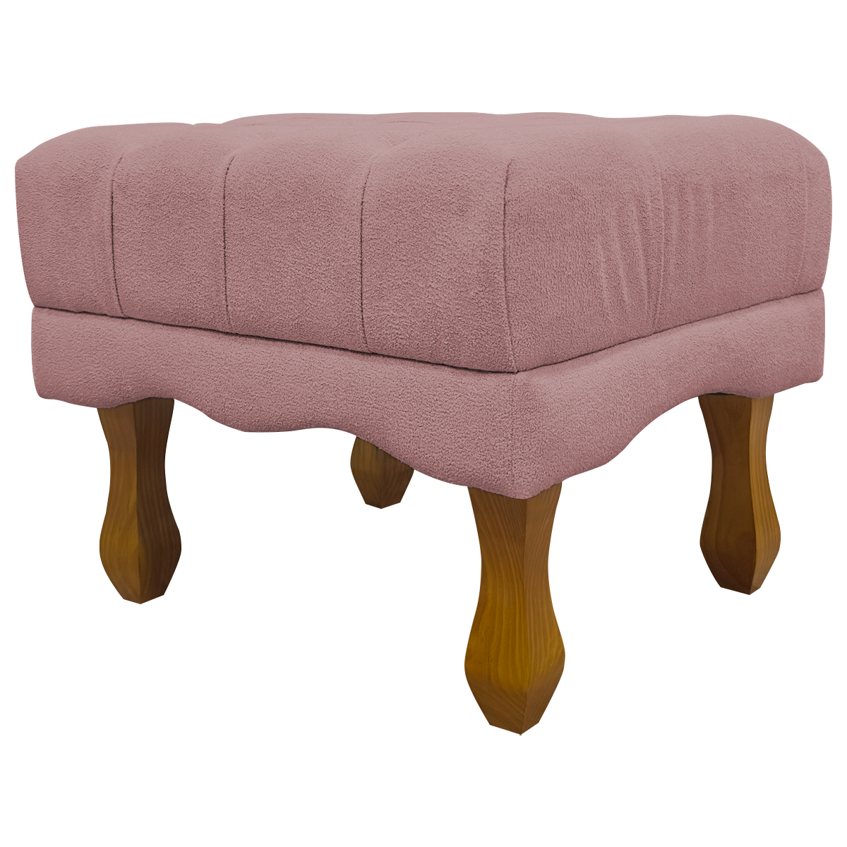 Kit 2 Puff Decorativo Retangular Para Sala Quarto Penteadeira Duque Luxo Bouclé Capitonê Rosê
