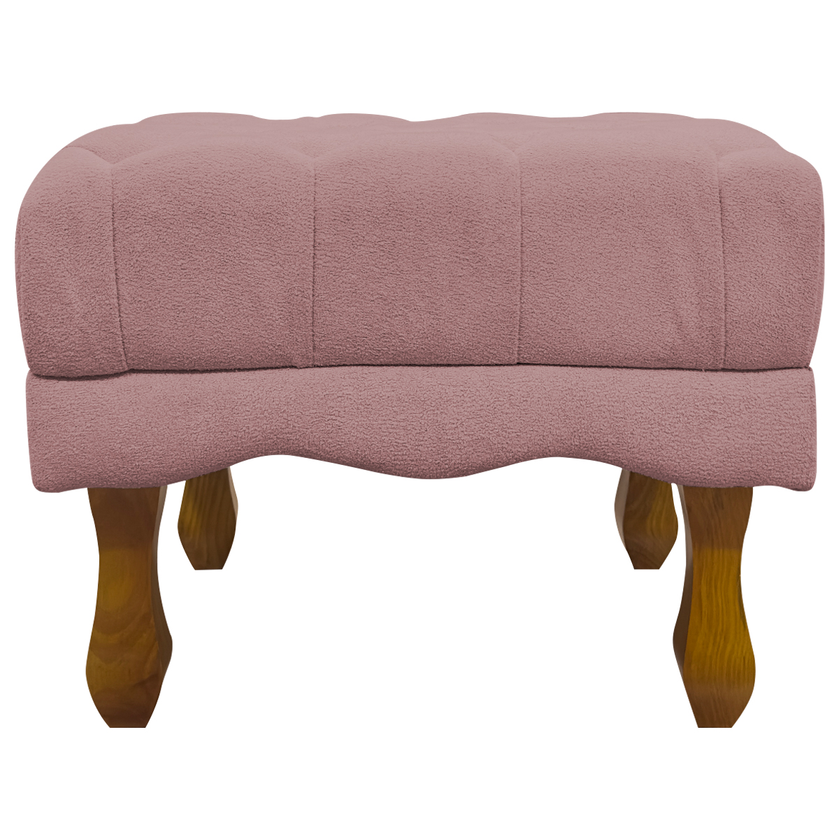 Kit 2 Puff Decorativo Retangular Para Sala Quarto Penteadeira Duque Luxo Bouclé Capitonê Rosê