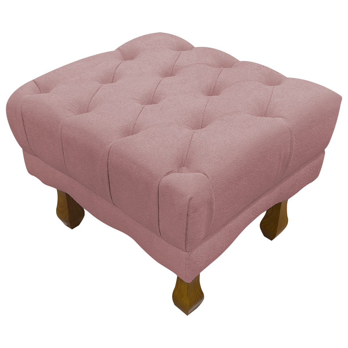 Kit 2 Puff Decorativo Retangular Para Sala Quarto Penteadeira Duque Luxo Bouclé Capitonê Rosê