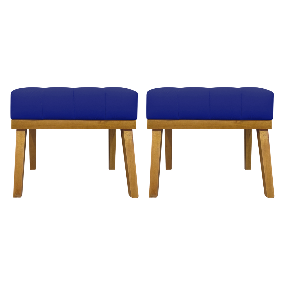 Kit 2 Puff Decorativo Retangular Para Sala Quarto Penteadeira Firenze Corino Azul Royal